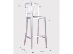 Outlet Nest Dream Banqueta de metal com encosto alto - Navi Army - Aluminio Prateado