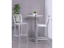 Outlet Nest Dream Banqueta de metal com encosto alto - Navi Army - Aluminio Prateado