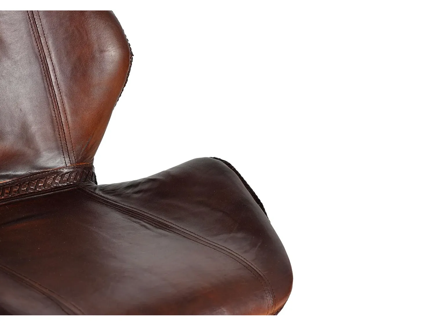 Clearance Giner y colomer Banqueta em couro natural com pés de metal Castanho