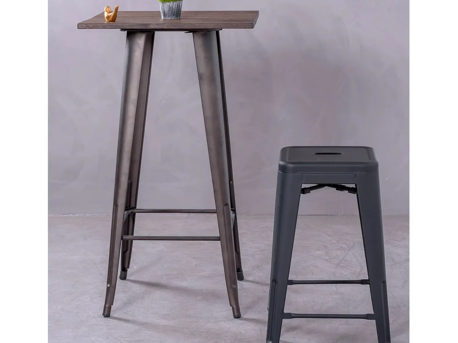 Nest Dream Banqueta empilhável de metal em aço (68cm) - Bistro -^ Banco