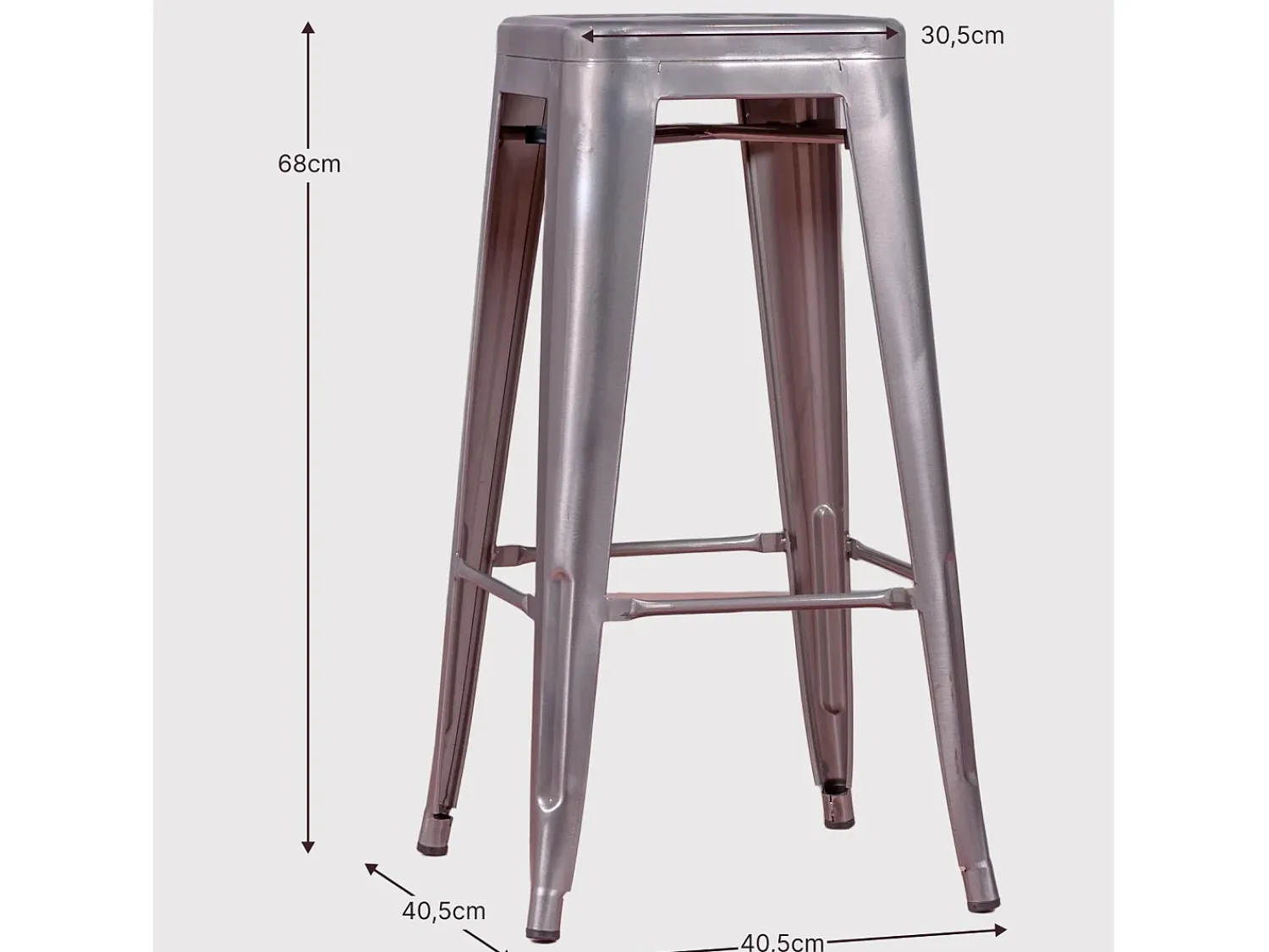 Nest Dream Banqueta empilhável de metal em aço (68cm) - Bistro -^ Banco