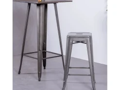 Banco|Nest Dream Banqueta empilhável de metal em aço (68cm) - Bistro - Metal Prateado