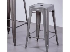 Banco|Nest Dream Banqueta empilhável de metal em aço (68cm) - Bistro - Metal Prateado