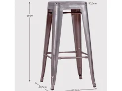 Banco|Nest Dream Banqueta empilhável de metal em aço (68cm) - Bistro - Metal Prateado