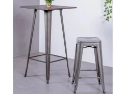 Banco|Nest Dream Banqueta empilhável de metal em aço (68cm) - Bistro - Metal Prateado