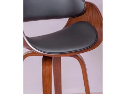 Banco*Nest Dream Banqueta escandinava em madeira de nogueira com almofada em couro sintético (66 cm) - Burrow - Preto