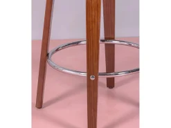 Banco*Nest Dream Banqueta escandinava em madeira de nogueira com almofada em couro sintético (66 cm) - Burrow - Preto