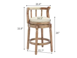 Banco|Hauss Spole Banqueta giratória de bar - Assento em pele branca - Cor madeira 54,8x54,8x66cm Natural claro