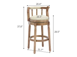 Clearance Hauss Spole Banqueta giratória de bar - Assento em pele branca - Madeira - Cor natural Natural claro