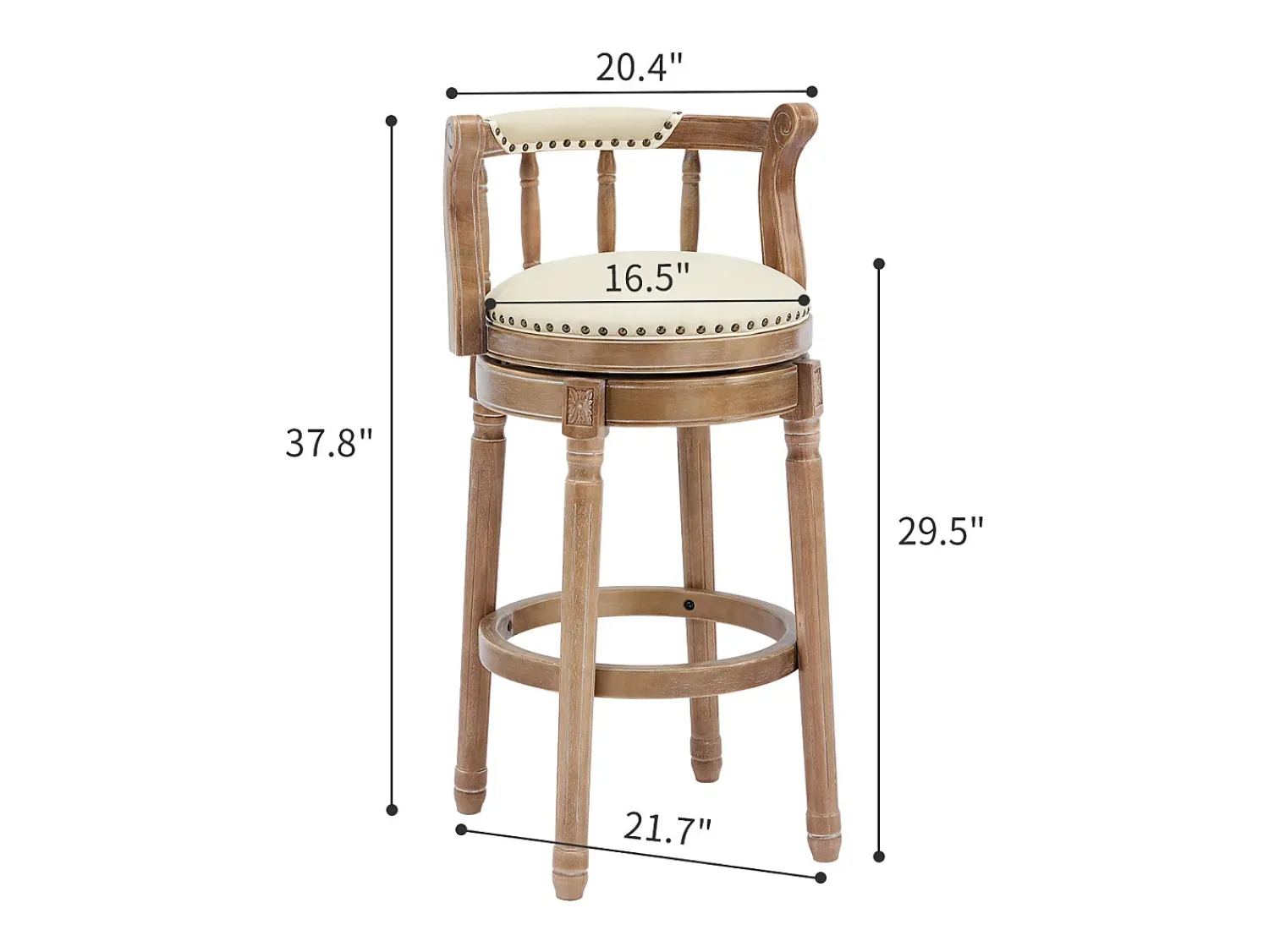 Clearance Hauss Spole Banqueta giratória de bar - Assento em pele branca - Madeira - Cor natural Natural claro