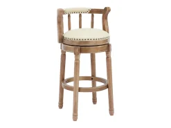 Clearance Hauss Spole Banqueta giratória de bar - Assento em pele branca - Madeira - Cor natural Natural claro