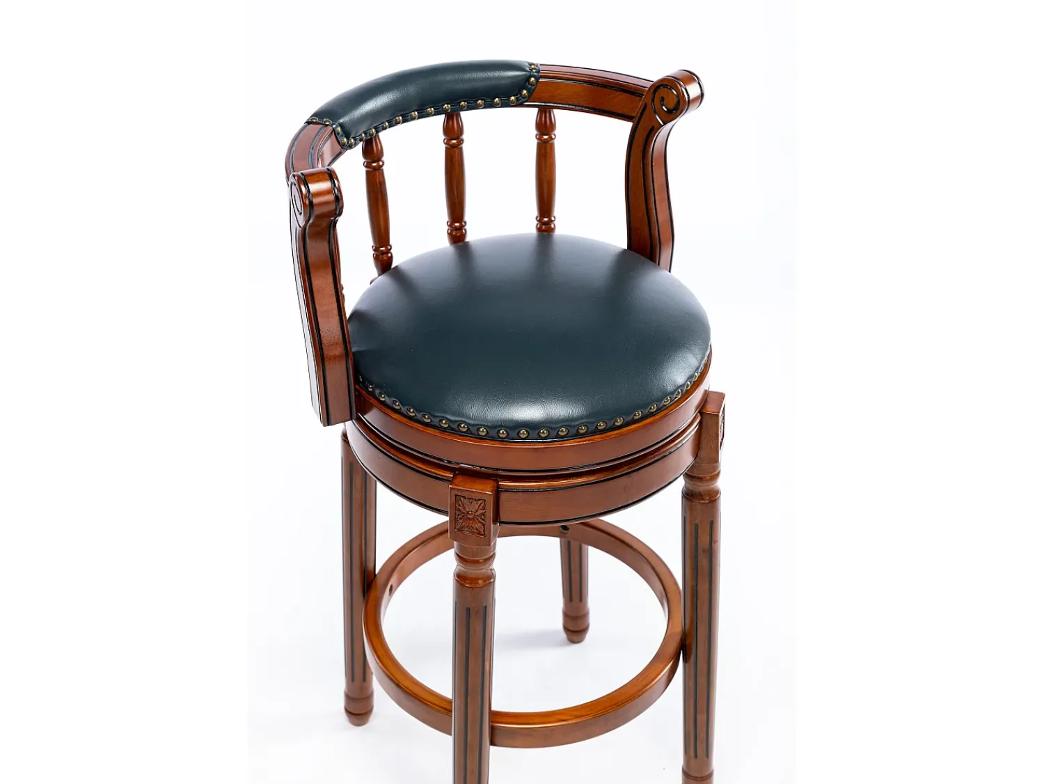 Hauss Spole Banqueta giratória de bar - Assento em pele - Cor nogueira 54,8x54,8x66cm^ Banco