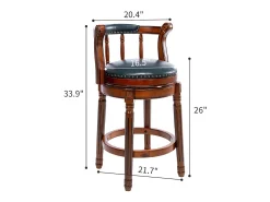 Hauss Spole Banqueta giratória de bar - Assento em pele - Cor nogueira 54,8x54,8x66cm^ Banco