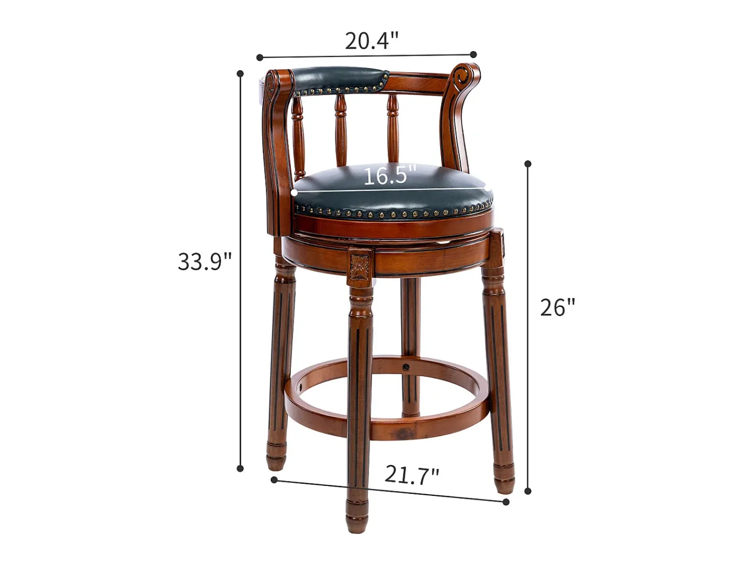 Hauss Spole Banqueta giratória de bar - Assento em pele - Cor nogueira 54,8x54,8x66cm^ Banco
