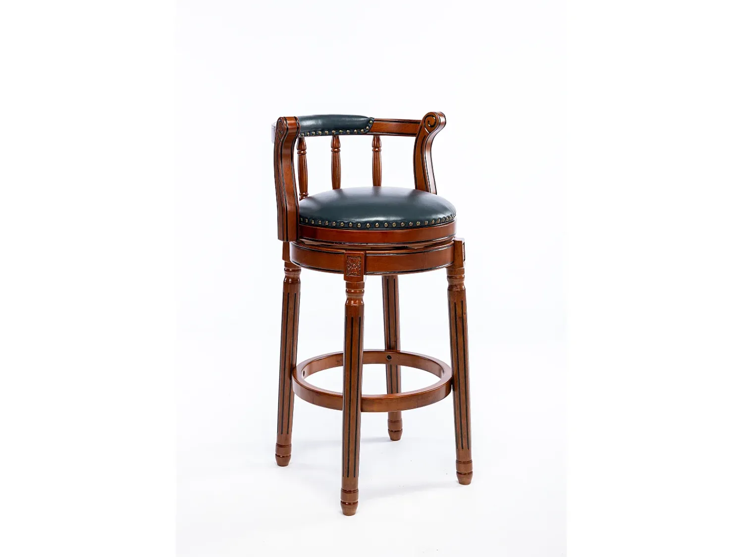 Hauss Spole Banqueta giratória de bar - Assento em pele - Cor nogueira 54,8x54,8x66cm^ Banco