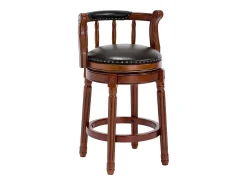 Banco|Hauss Spole Banqueta giratória de bar - Assento em pele preta - Cor nogueira 54,8x54,8x66cm Castanho