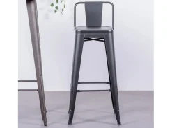 Banco|Nest Dream Banqueta industrial de metal com encosto baixo (76cm) - Bistro - Preto