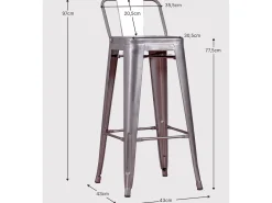 Banco|Nest Dream Banqueta industrial de metal com encosto baixo (76cm) - Bistro - Preto