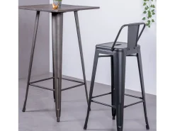 Banco|Nest Dream Banqueta industrial de metal com encosto baixo (76cm) - Bistro - Preto