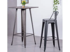 Banco|Nest Dream Banqueta industrial de metal com encosto baixo (76cm) - Bistro - Preto