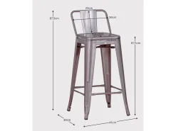 Nest Dream Banqueta industrial de metal com encosto baixo (66cm) - Bistro - Metal^ Banco