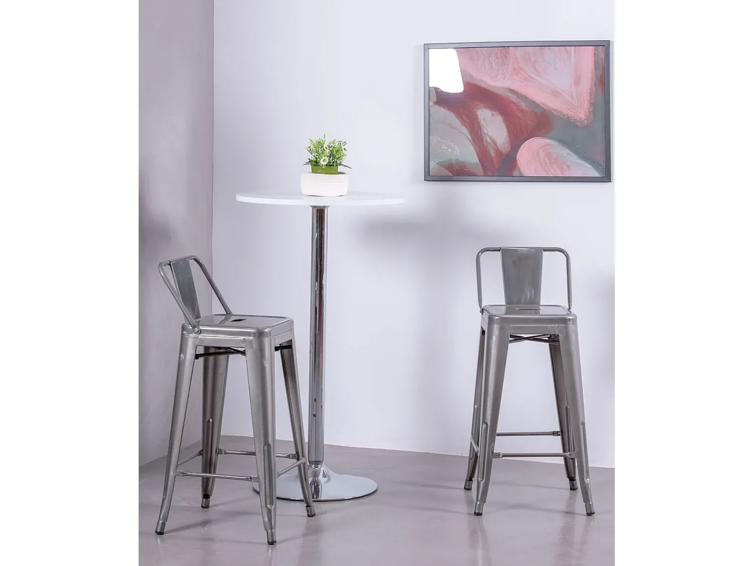 Nest Dream Banqueta industrial de metal com encosto baixo (66cm) - Bistro - Metal^ Banco