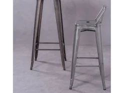 Nest Dream Banqueta industrial em aço metalizado com encosto baixo (76cm) - Bistro - Metal^ Banco
