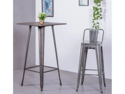 Nest Dream Banqueta industrial em aço metalizado com encosto baixo (76cm) - Bistro - Metal^ Banco