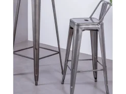 Nest Dream Banqueta industrial em aço metalizado com encosto baixo (76cm) - Bistro - Metal^ Banco