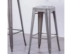 Banco|Nest Dream Banqueta industrial empilhável em aço metalizado (76cm) - Bistro - Metal Prateado