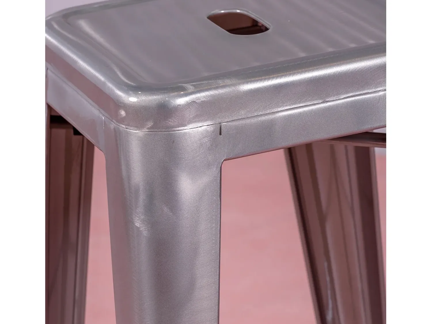 Banco|Nest Dream Banqueta industrial empilhável em aço metalizado (76cm) - Bistro - Metal Prateado