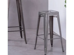 Banco|Nest Dream Banqueta industrial empilhável em aço metalizado (76cm) - Bistro - Metal Prateado
