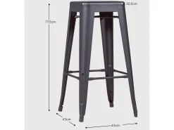 Banco|Nest Dream Banqueta industrial empilhável em aço metalizado (76cm) - Bistro - Metal Prateado