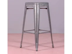Banco|Nest Dream Banqueta industrial empilhável em aço metalizado (76cm) - Bistro - Metal Prateado