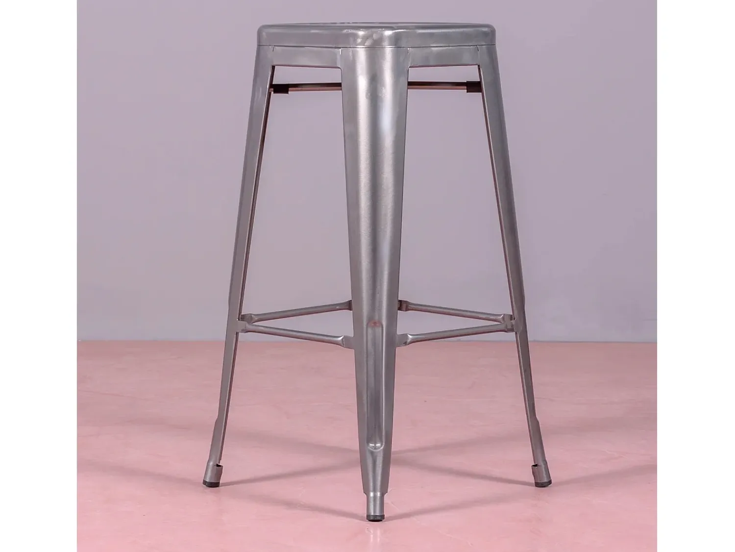 Banco|Nest Dream Banqueta industrial empilhável em aço metalizado (76cm) - Bistro - Metal Prateado