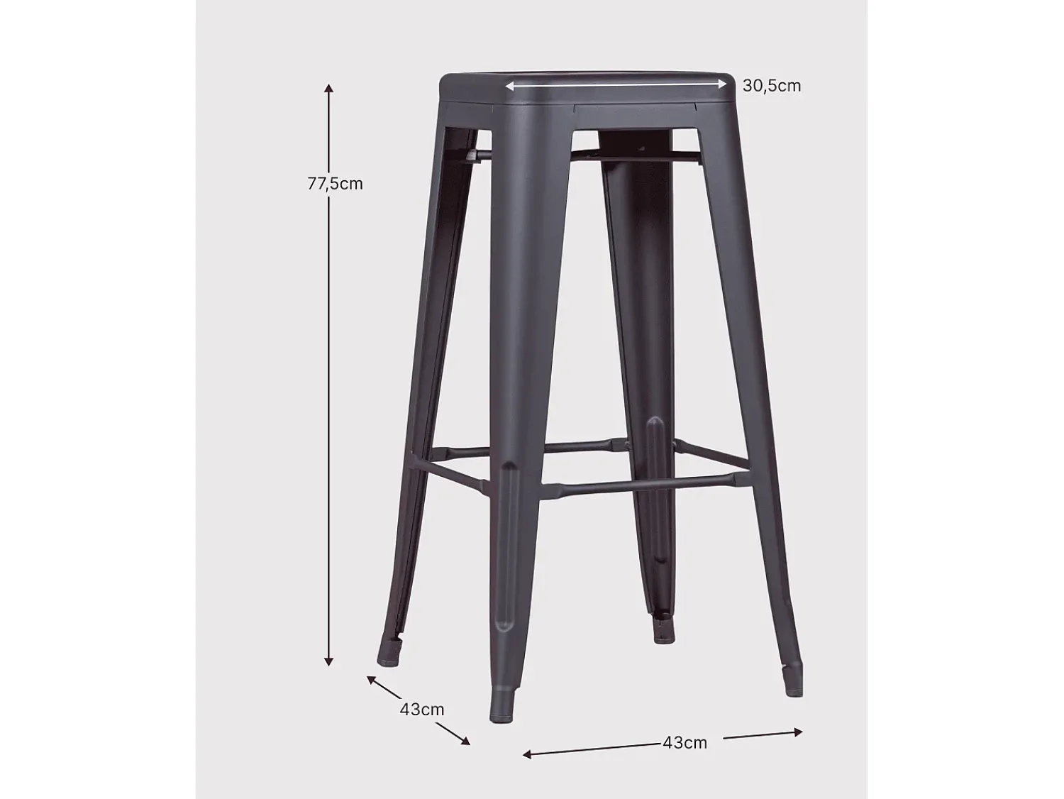 Discount Nest Dream Banqueta metálica em aço lacado (76cm) - Bistro - Preto