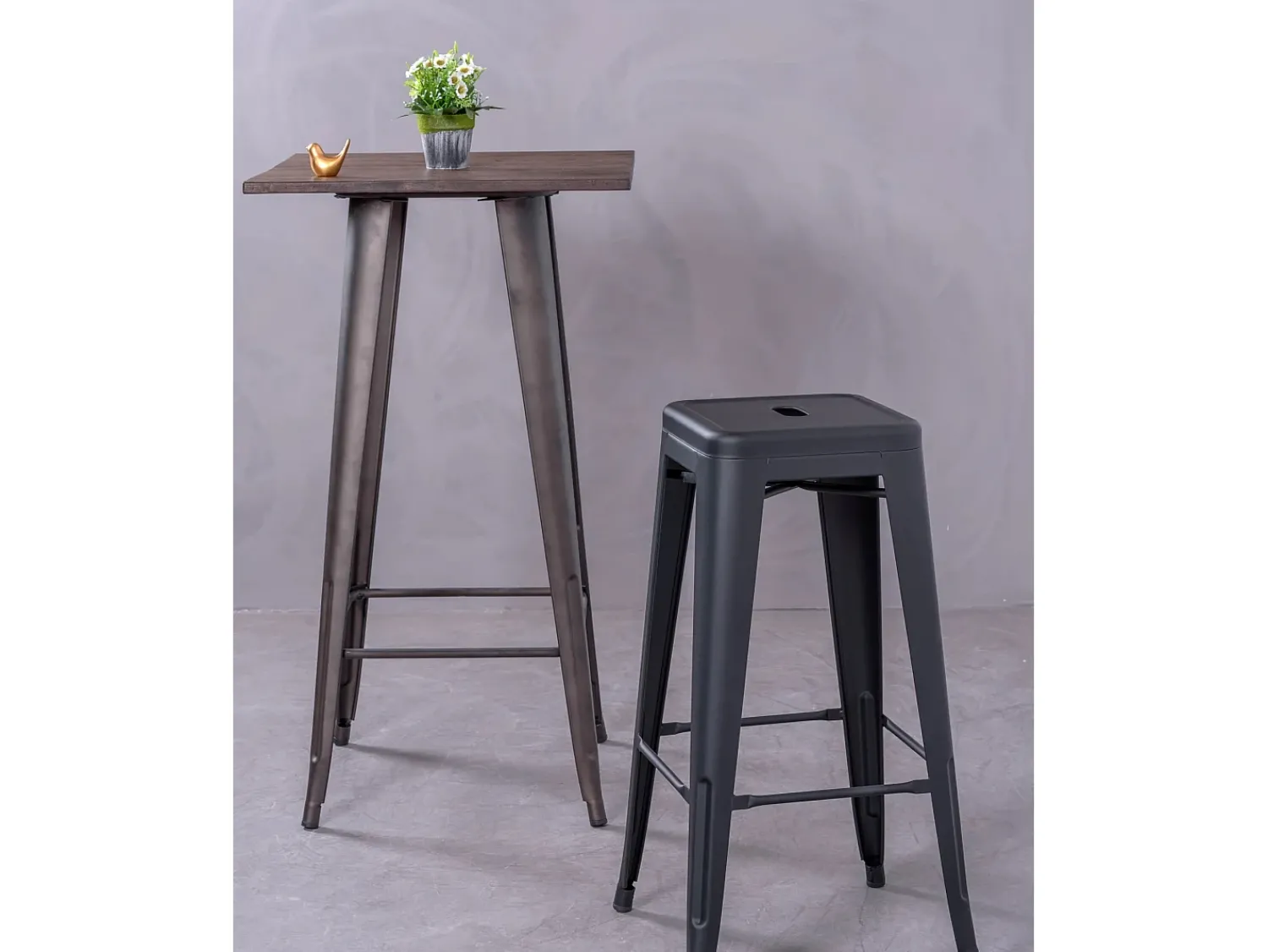 Discount Nest Dream Banqueta metálica em aço lacado (76cm) - Bistro - Preto