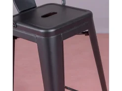 Banco*Nest Dream Banqueta metálica em aço lacado com encosto alto (76cm) - Bistro - Preto