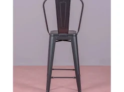 Banco*Nest Dream Banqueta metálica em aço lacado com encosto alto (76cm) - Bistro - Preto