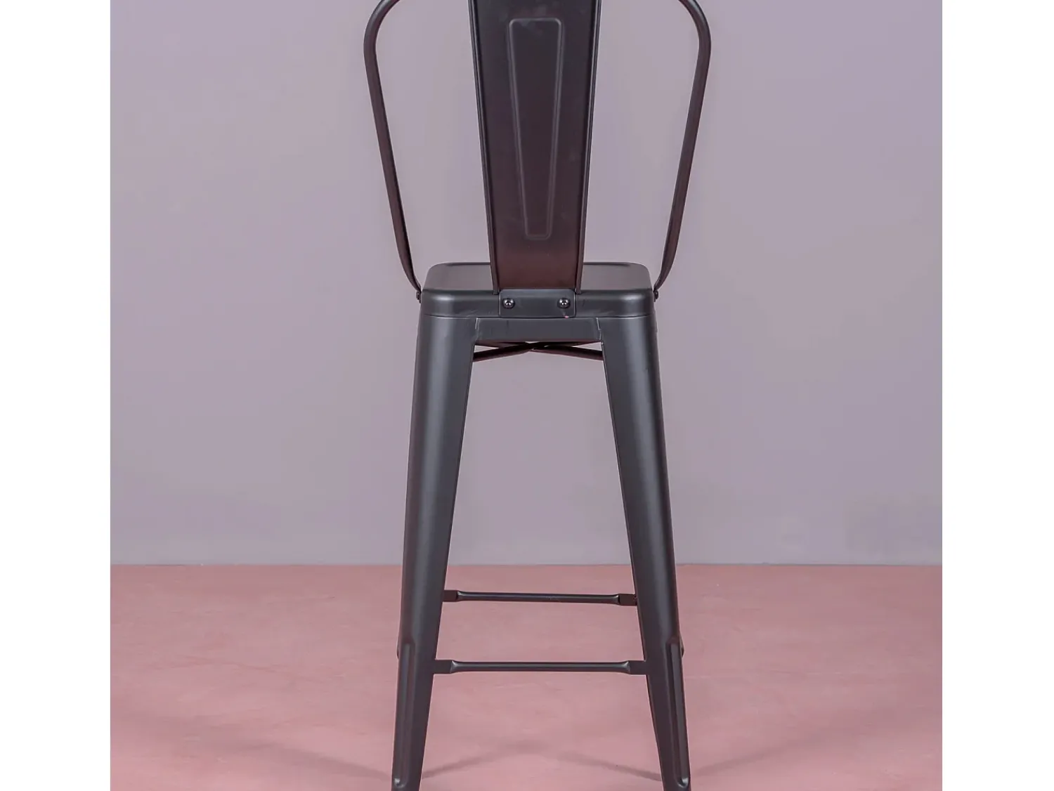 Banco*Nest Dream Banqueta metálica em aço lacado com encosto alto (76cm) - Bistro - Preto
