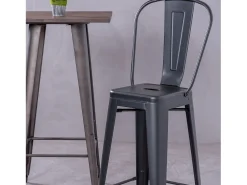 Banco*Nest Dream Banqueta metálica em aço lacado com encosto alto (76cm) - Bistro - Preto