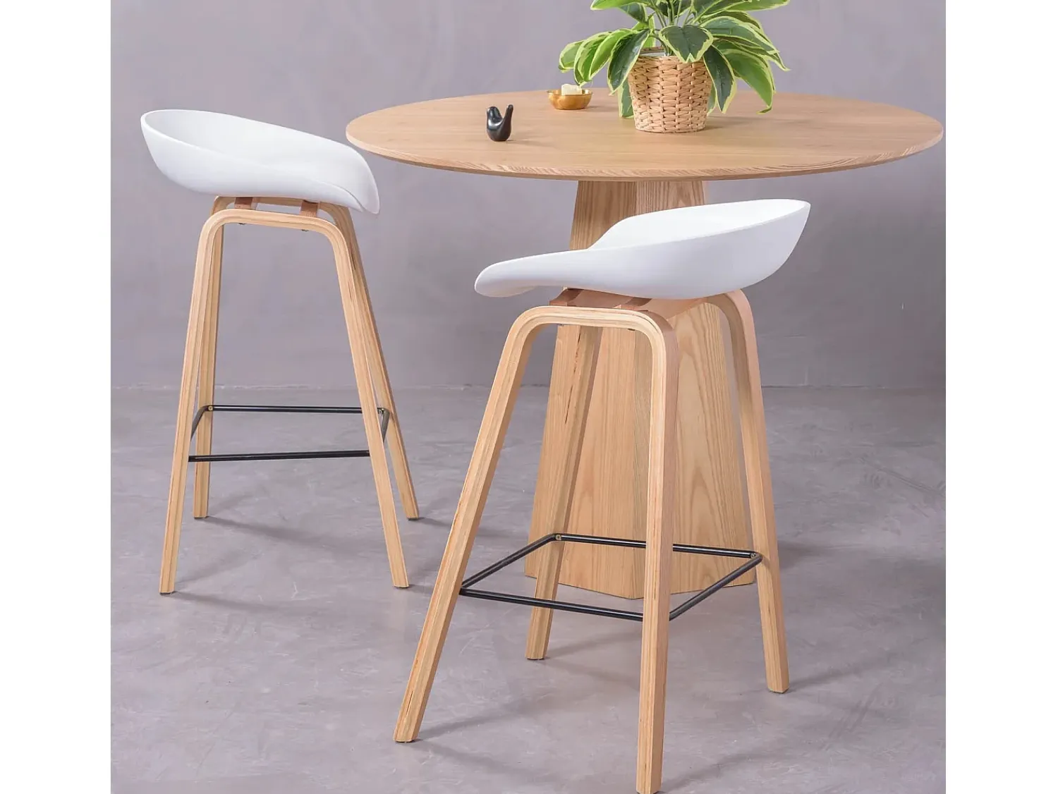 Banco*Nest Dream Banqueta nórdica com pernas em faia (63cm) - Daxer - Branco