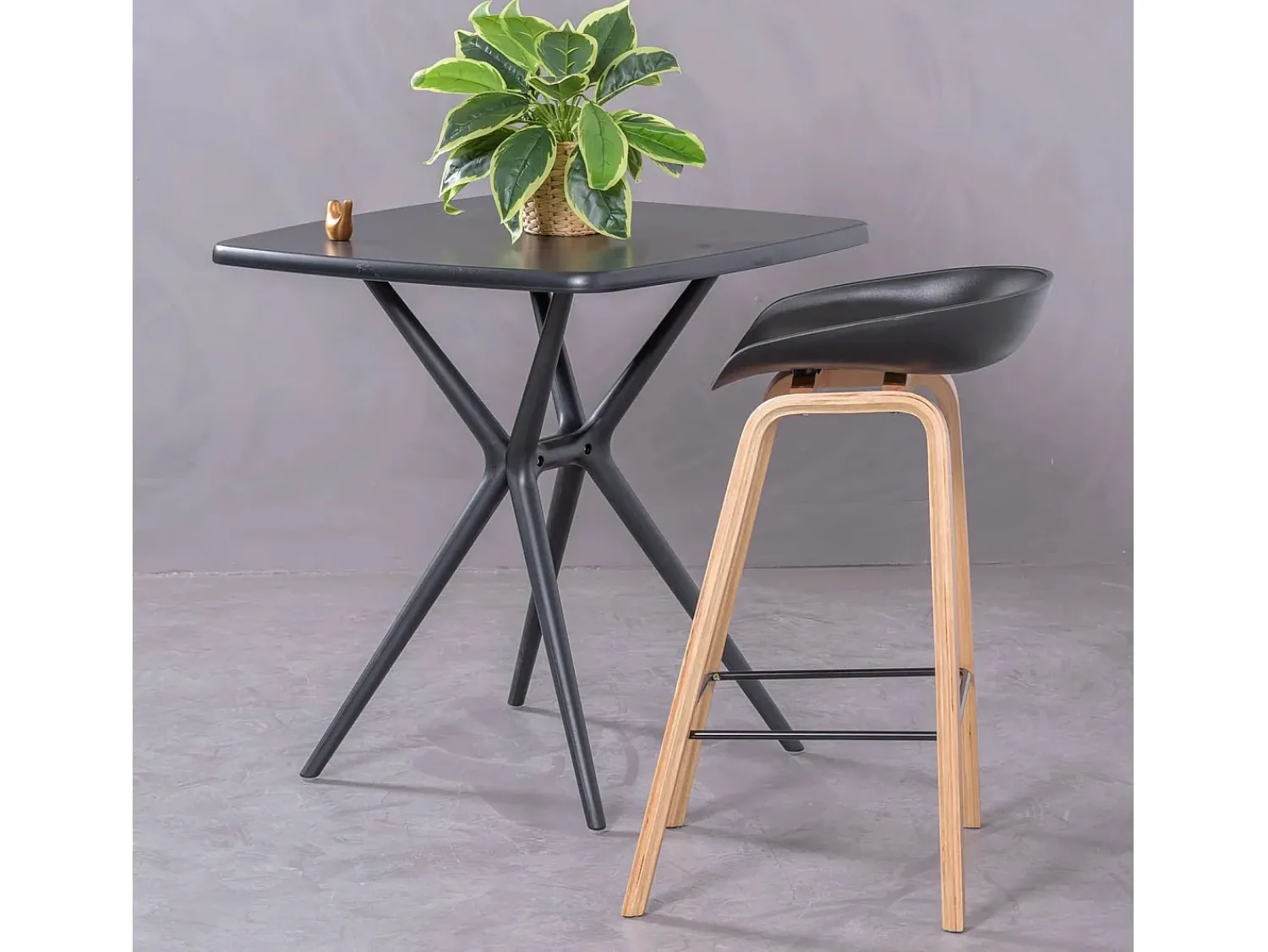 Banco*Nest Dream Banqueta nórdica com pernas em faia (63cm) - Daxer - Preto