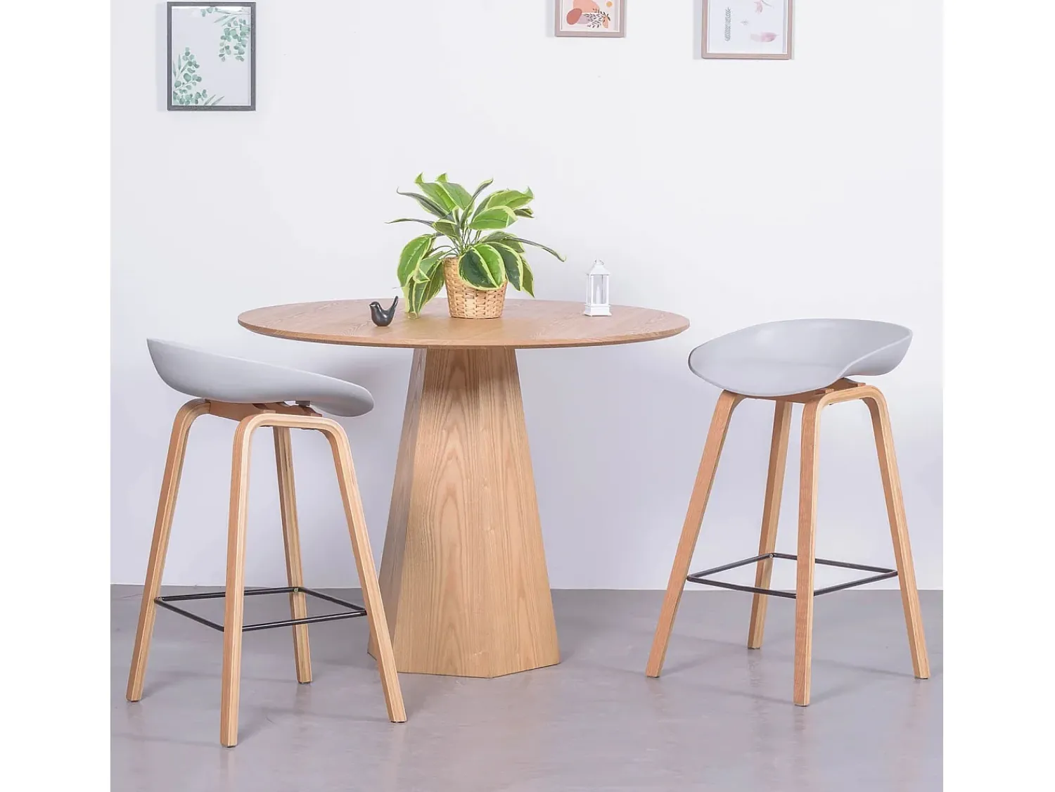 Banco|Nest Dream Banqueta nórdica com pernas em faia (63cm) - Daxer - Cinza claro Cinzento claro