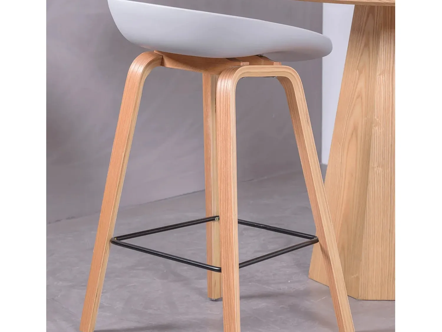 Banco|Nest Dream Banqueta nórdica com pernas em faia (63cm) - Daxer - Cinza claro Cinzento claro