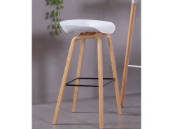 Banco|Nest Dream Banqueta nórdica com pés em madeira de faia (75cm) - Daxer - Branco