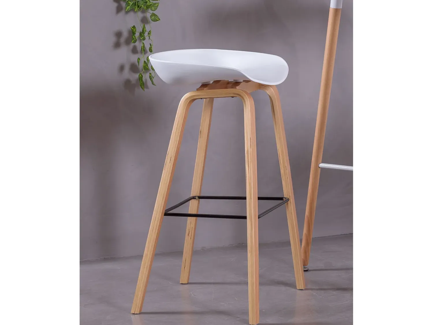 Banco|Nest Dream Banqueta nórdica com pés em madeira de faia (75cm) - Daxer - Branco