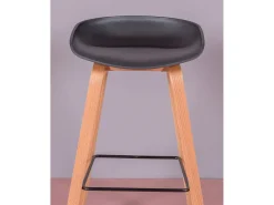 Banco*Nest Dream Banqueta nórdica com pés em madeira de faia (75cm) - Daxer - Preto