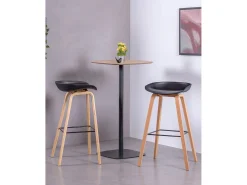 Banco*Nest Dream Banqueta nórdica com pés em madeira de faia (75cm) - Daxer - Preto