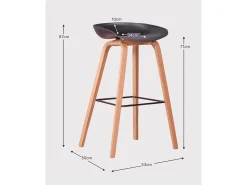 Banco*Nest Dream Banqueta nórdica com pés em madeira de faia (75cm) - Daxer - Preto